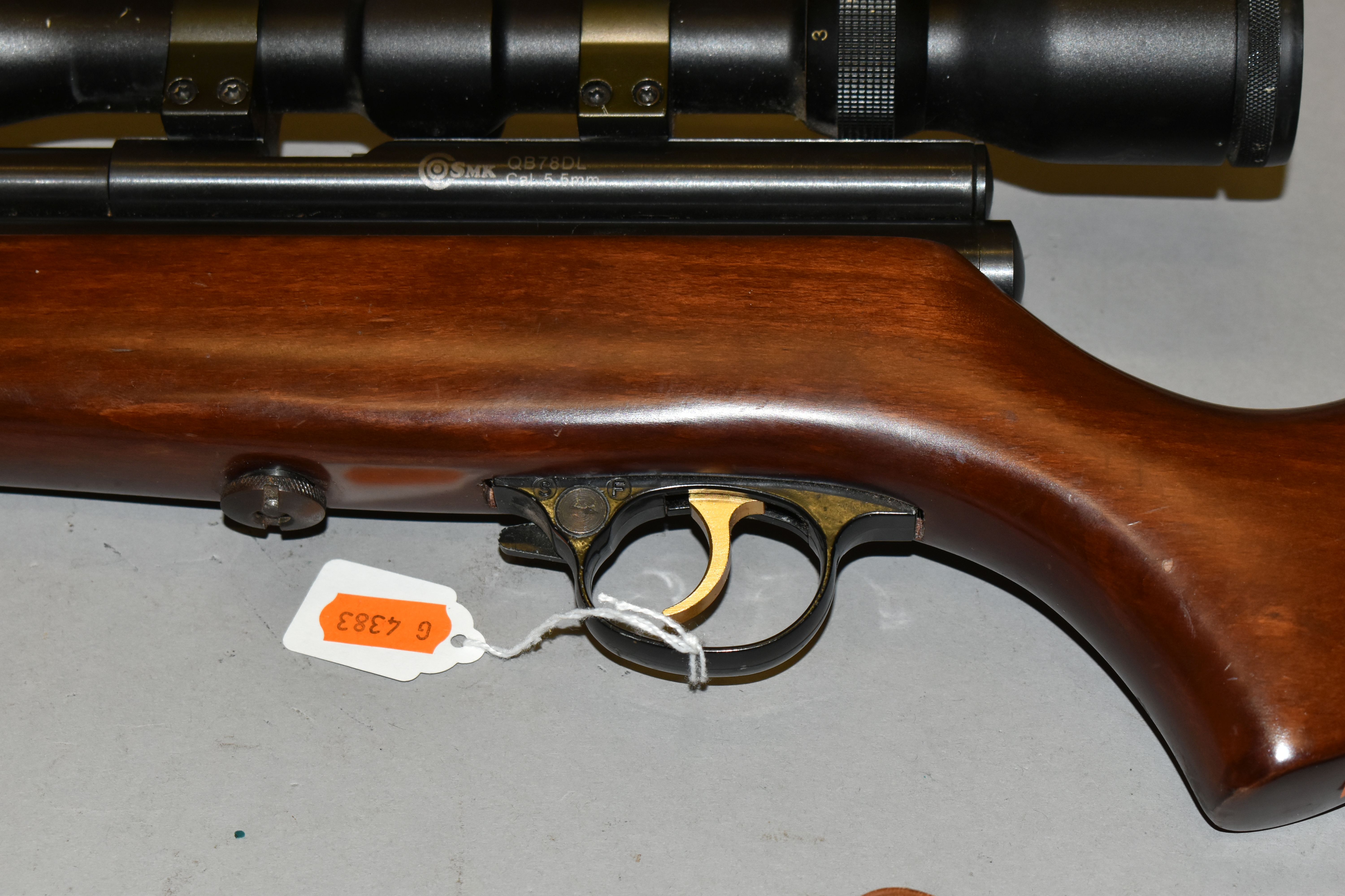 AN UNTESTED BOLT ACTION 5.5MM SMK CO2 QB78 DELUXE AIR RIFLE, fitted with a sling and 3-9x40 scope, - Image 3 of 12