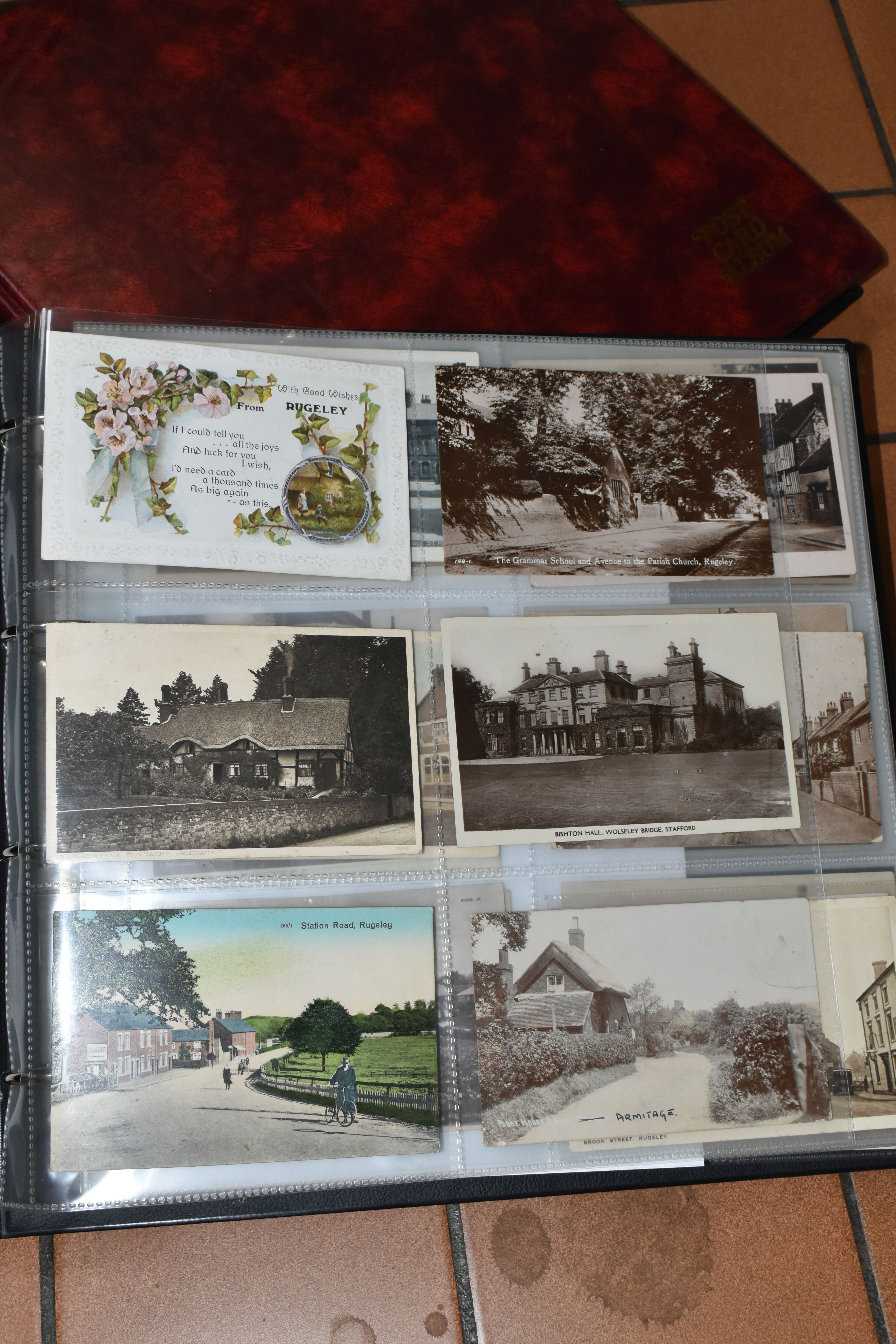 STAFFORDSHIRE POSTCARDS, Three Albums containing 761 early 20th century Postcards of cities, - Image 18 of 24