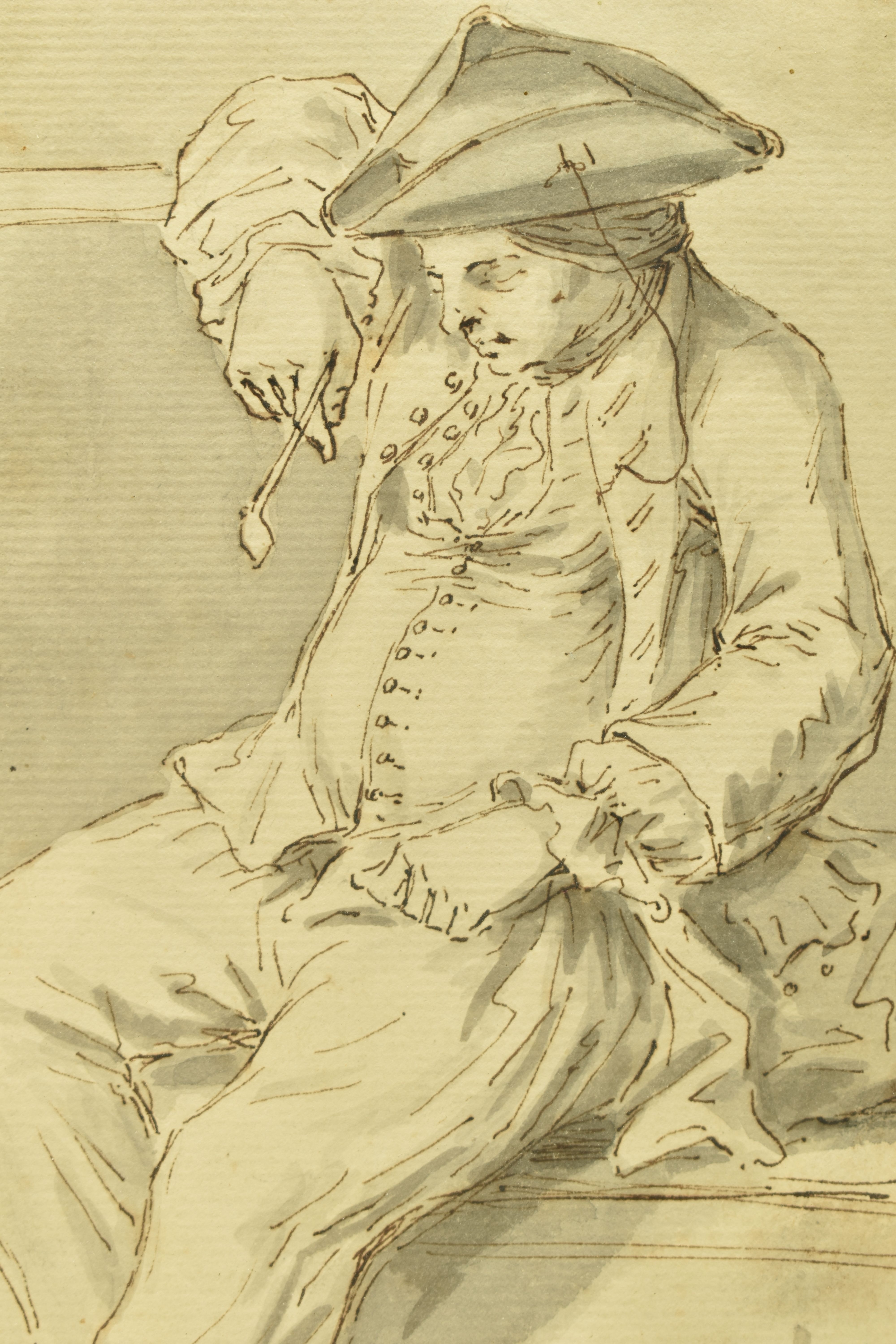 ATTRIBUTED TO LOUIS PHILIPPE BOITARD (?-circa 1770) A STUDY OF A SLEEPING MAN WITH A PIPE, unsigned, - Image 5 of 7