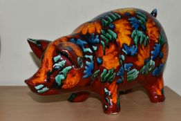 ANITA HARRIS STUDIO POTTERY, large model of a Pig decorated with orange, yellow, blue and green