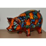 ANITA HARRIS STUDIO POTTERY, large model of a Pig decorated with orange, yellow, blue and green