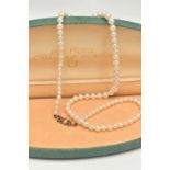 A SINGLE STRAND OF GRADUATED CULTURED PEARLS, approximate pearl measurements 3.5mm to 7mm,