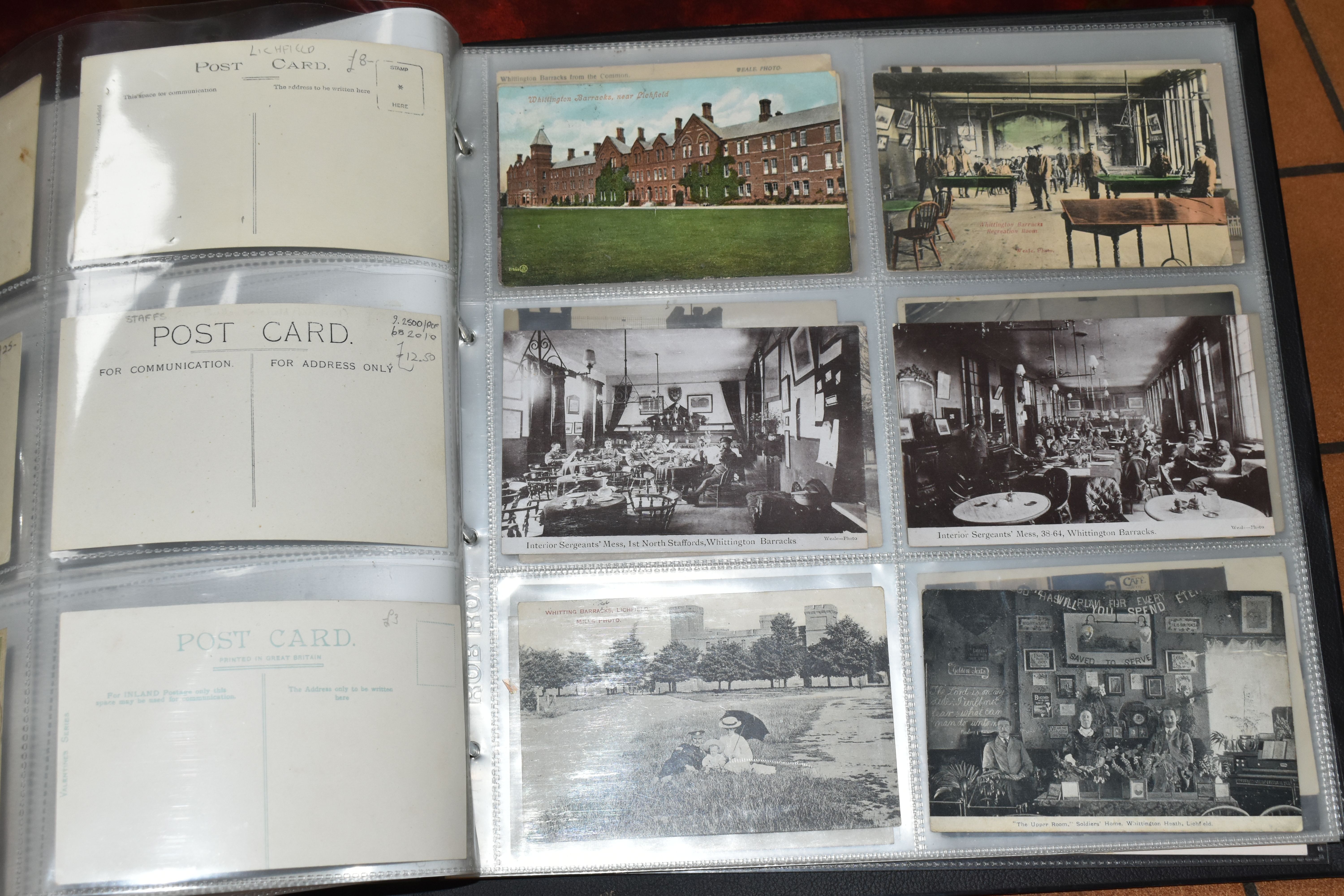 STAFFORDSHIRE POSTCARDS, Three Albums containing 761 early 20th century Postcards of cities, - Image 22 of 24