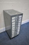 A BISLEY TEN DRAWER FILING CABINET, width 128cm x depth 41cm x height 68cm (condition:-marks to