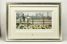 ROLF HARRIS (AUSTRALIAN 1930-2023), 'RIDING IN THE SPRING', a limited edition print of a child