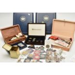 A WALKERS SNACK BOX CONTAINING MOSTLY 20TH CENTURY WORLD COINAGE, to include The Queens Two Albums