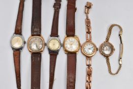 AN ASSORTMENT WRISTWATCHES, to include a gents 9ct gold wristwatch, hallmarked 9ct Birmingham,