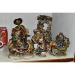 TWO CAPODIMONTE FIGURES AND FIVE SIMILAR FIGURES, to include a Capodimonte figure of a tramp cooking