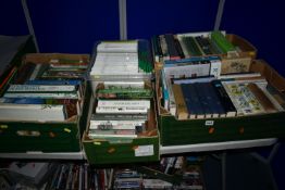 FIVE BOXES OF BOOKS containing approximately ninety-five titles in hardback and paperback formats,