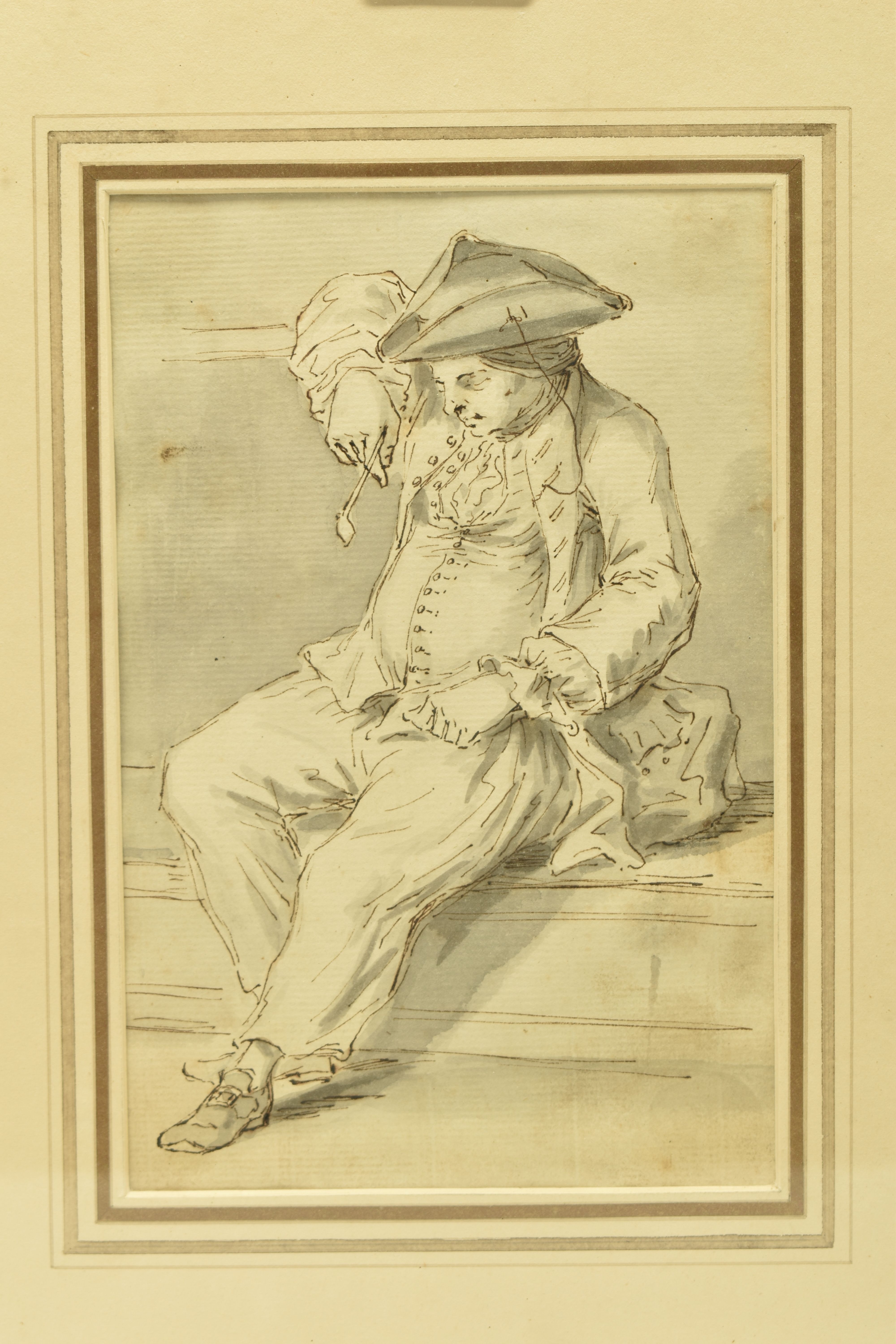 ATTRIBUTED TO LOUIS PHILIPPE BOITARD (?-circa 1770) A STUDY OF A SLEEPING MAN WITH A PIPE, unsigned, - Image 2 of 7