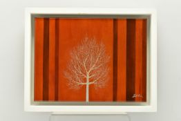 NAKISA SEKA (JAPAN 1974) 'AT SUNSET IV' a solitary stylised tree against a red backdrop, signed