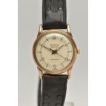 A GENTS 9CT GOLD 'ROAMER' WRISTWATCH, manual wind, round silvered dial signed 'Roamer Premier, Super