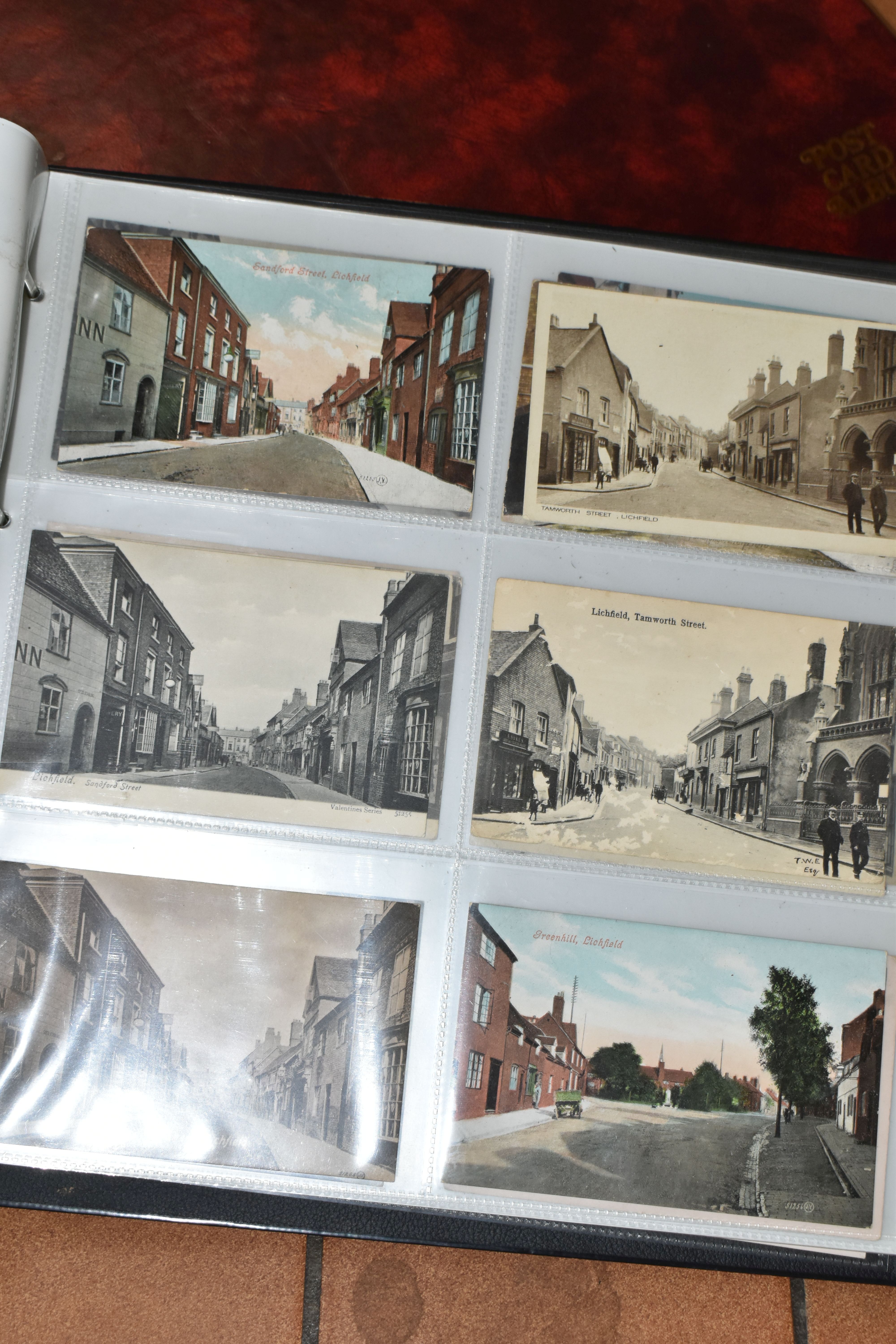 STAFFORDSHIRE POSTCARDS, Three Albums containing 761 early 20th century Postcards of cities, - Image 21 of 24