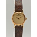 A LADYS 'JAEGER-LE COULTRE' WRISTWATCH, round gold dial signed 'Jaeger-Lecoultre', gold hands, in