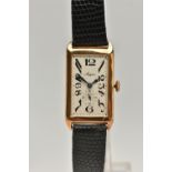 AN EARLY 20TH CENTURY 9CT GOLD MAPPIN WRISTWATCH, the rectangular 9ct gold head with light