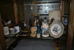 A COLLECTION OF LORD NELSON AND MARITIME MEMORABILIA, including a restored and cracked stoneware jug