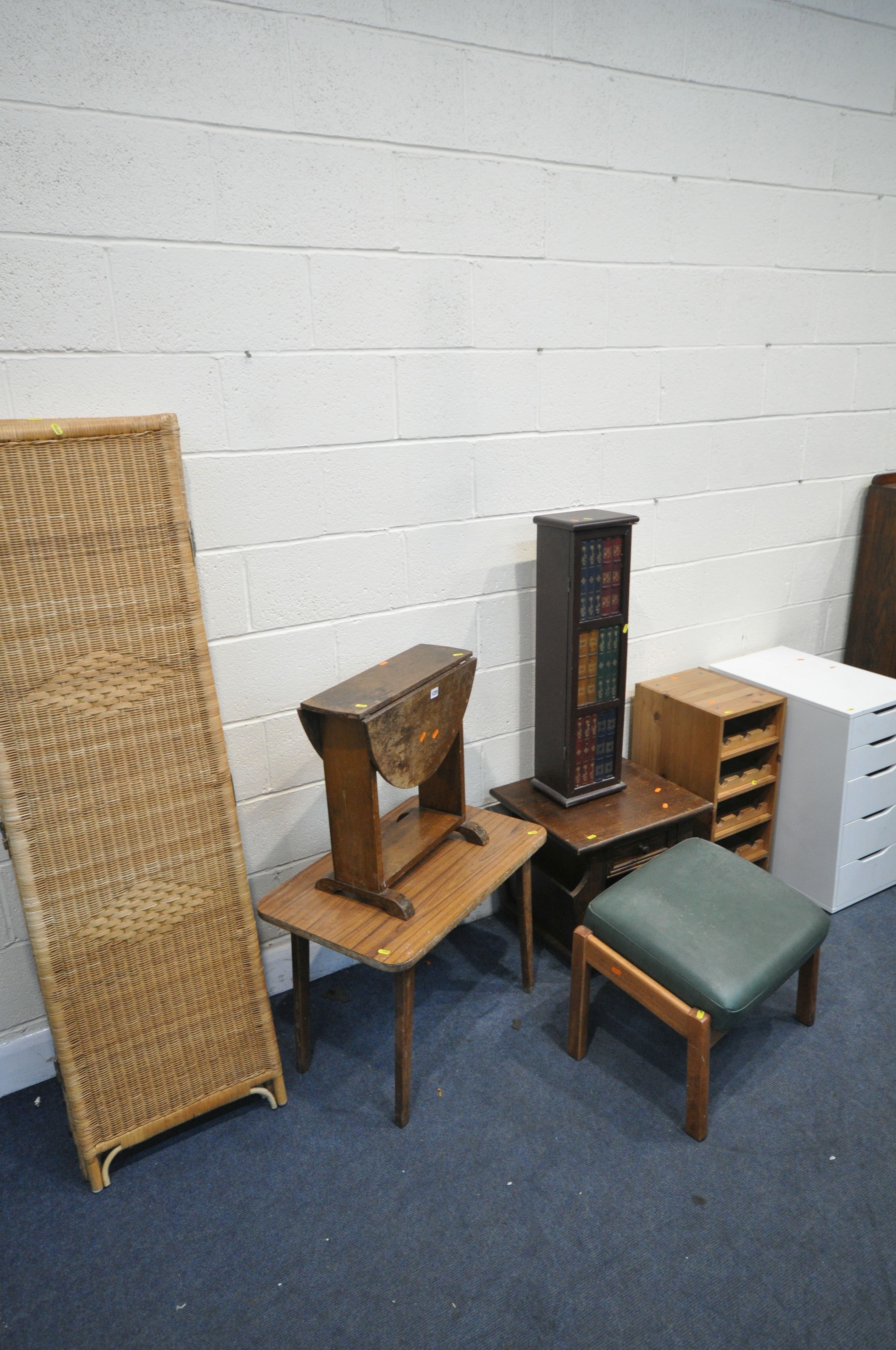 A SELECTION OF OCCASIONAL FURNITURE, to include a modern pine wine rack, a cd rack, a magazine - Image 2 of 3