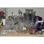 A COLLECTION OF GLASSWARE, comprising three boxed Caithness glass paperweights, an amethyst glass