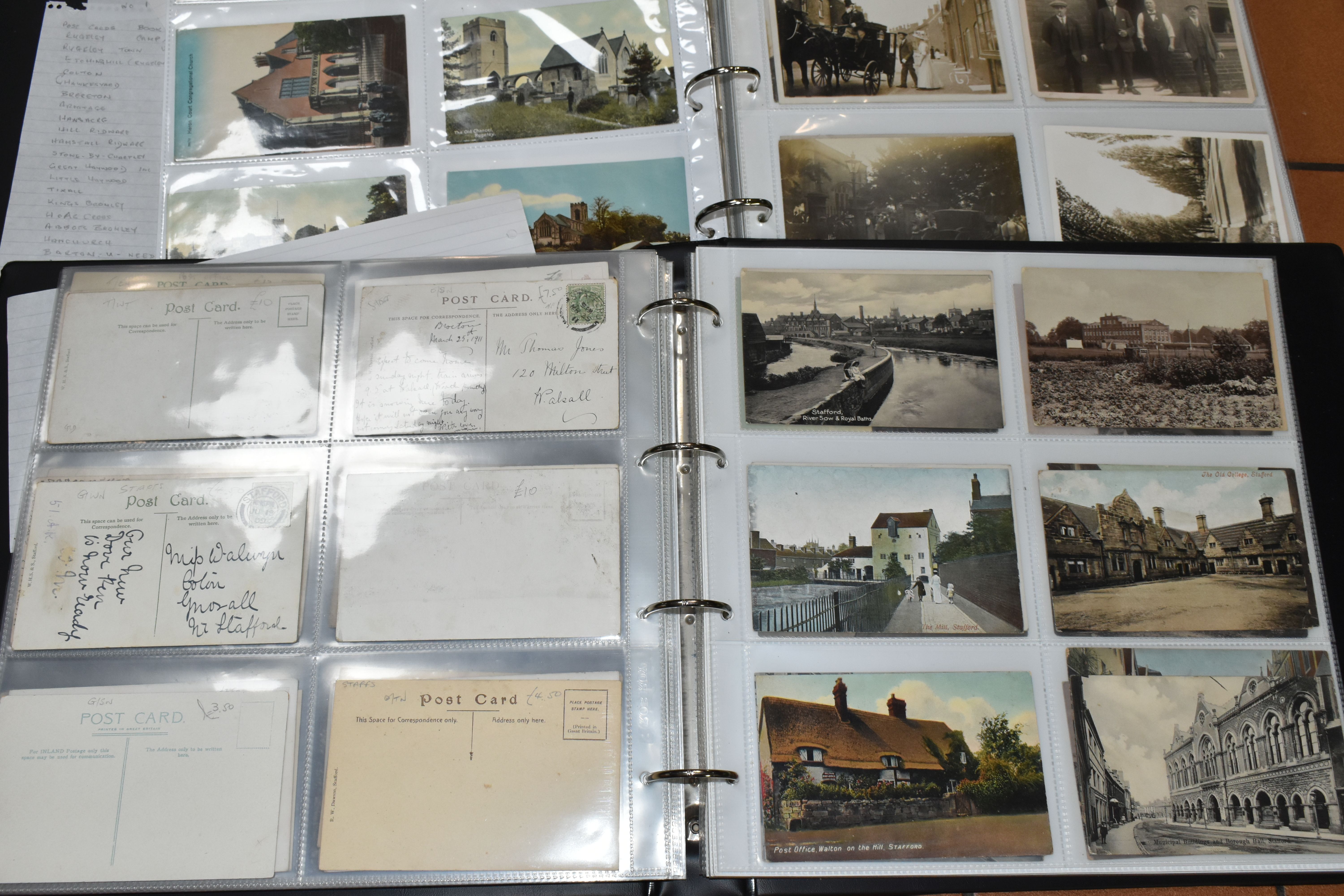 STAFFORDSHIRE POSTCARDS, Three Albums containing 761 early 20th century Postcards of cities, - Image 10 of 24