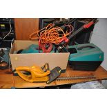 A BOSCH ROTAK 32R ELECTRIC LAWN MOWER with grass box and original box (PAT pass and working) and a