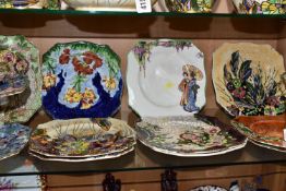 A COLLECTION OF ART DECO STYLE ROYAL WINTON - GRIMWADES AND SIMILAR CAKE PLATES AND CAKE STANDS,
