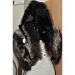 A NORWEGIAN FOX FUR CAPELET AND MATCHING FUR MUFF, 1930'S, grey and white, with original delivery