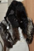 A NORWEGIAN FOX FUR CAPELET AND MATCHING FUR MUFF, 1930'S, grey and white, with original delivery