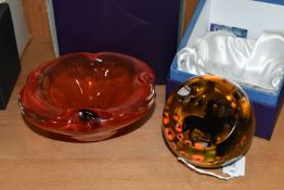 A BOXED LIMITED EDITION CAITHNESS GLASS PAPERWEIGHT, 'Heroes All' designed by Helen McDonald 73/200,