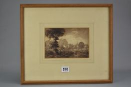 CIRCLE OF HENEAGE FINCH 4TH EARL OF AYLESFORD (1751-1812), A LANDSCAPE STUDY WITH DISTANT VILLAGE,
