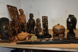 A COLLECTION OF TRIBAL AND TOURIST ITEMS, twenty seven pieces to include a female bust, eight