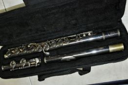 A JOHN PACKER Ltd NICKEL PLATED FLUTE in case