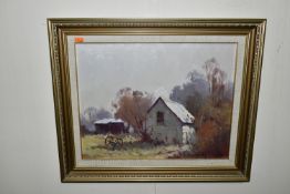 BRIAN HALLIDAY (NEW ZEALAND 1938-1994) 'OLD COTTAGE, OTAGO', a landscape with old cottage and
