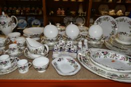 A ONE HUNDRED AND SIX PIECE WEDGWOOD HATHAWAY ROSE DINNER SERVICE, comprising three tureens (one