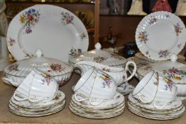 ROYAL WORCESTER 'ROANOKE' PATTERN DINNERWARE, comprising three circular covered tureens, a large