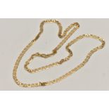 A CHAIN NECKLACE, the mariner chain with a spring release clasp, stamped 750, length 49cms,