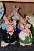 A SET OF FIVE WADE NATWEST PIGGIES, comprising Sir Nathaniel Westminster, Lady Hilary Westminster,