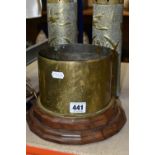 THREE PIECES OF TRENCH ART, comprising a pair of vases decorated with flowers and '1916-1917',