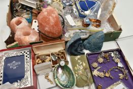 A BOX OF ASSORTED COSTUME JEWELLERY, to include various beaded necklaces, imitation pearl necklaces,