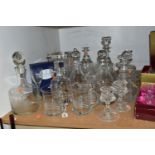 A GROUP OF CUT CRYSTAL AND OTHER GLASS WARES, to include a boxed pair of Royal Doulton 'Jasmine'