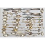 TWENTY THREE HALLMARKED SILVER TEASPOONS WITH REGIMENTAL BADGES, RIFLE SHOOTING PRIZES, ETC AND A