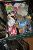 A BOX AND LOOSE TOYS AND SUNDRY ITEMS, to include twenty McDonalds toys in their packaging,