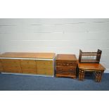 A MID CENTURY PARTIAL TEAK SIDEBOARD/CHEST OF NINE DRAWERS, length 183cm x depth 46cm x height 55cm,