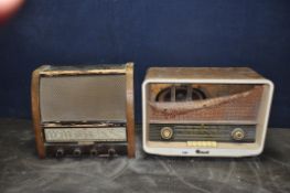 A VINTAGE PYE CONTINENTAL VALVE RADIO in a walnut case (no cable so untested, grille fabric loose)
