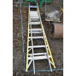 A CATWALK BLUE AND YELLOW ALUMINIUM STEP LADDER, and a single aluminium step ladder (2)