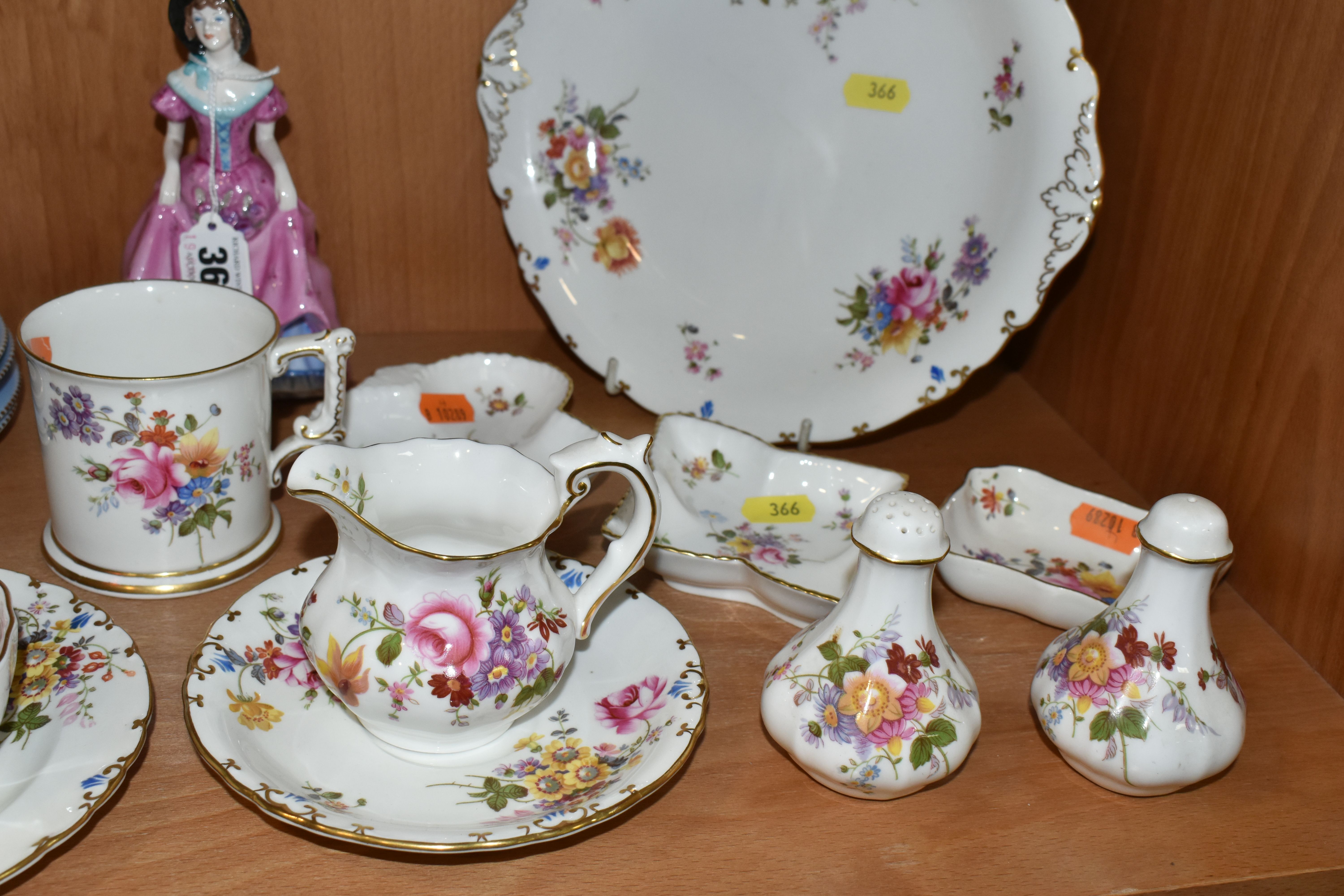 A COALPORT LADY 'PENELOPE', ELEVEN PIECES OF ROYAL CROWN DERBY 'DERBY POSIES' AND A WEDGWOOD BONE - Image 2 of 7