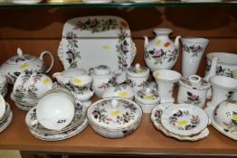 A QUANTITY OF WEDGWOOD 'HATHAWAY ROSE' PATTERN TEAWARE AND GIFTWARE, comprising six cups, six