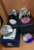 A COLLECTION OF SIX CAITHNESS PAPERWEIGHTS, comprising 'Morning Dew', a Collector's Society 42 '