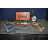 A COLLECTION OF ENGINEERING TEST EQUIPMENT AND TOOLS including a Moore and Wright 1-4in