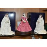 THREE ROYAL WORCESTER FIGURINES, comprising two boxed 'Her Majesty The Queen Elizabeth II' diamond