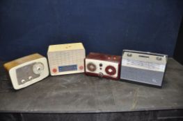 THREE MID CENTURY PYE VALVE RADIOS and one transistor radio (all untested) (4)